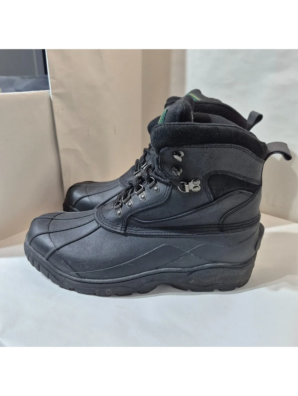 Aspen Authentic Men's Size 13 Snow Mud Black Leather Waterproof Boots Heavy Warm